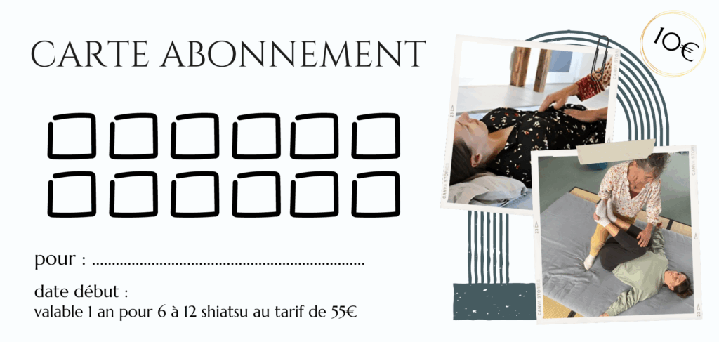 Spécimen de la carte d'abonnement pour 12 séances